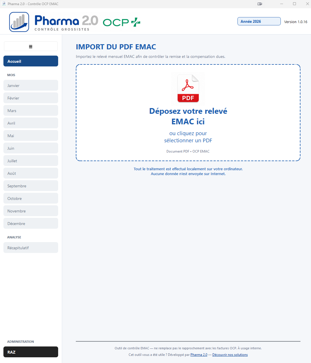 Aperçu de Contrôle OCP : import du relevé EMAC